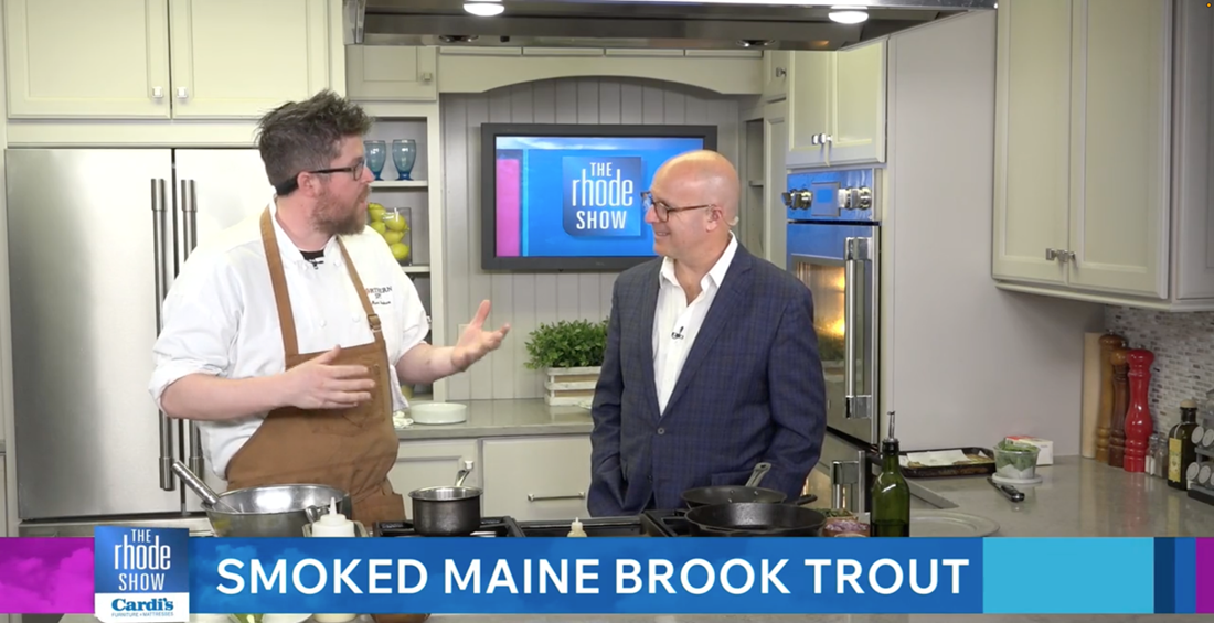 Chef Marc Sheehan from Northern Spy in Canton, Ma describing a dish created from smoked Maine brook trout. 
