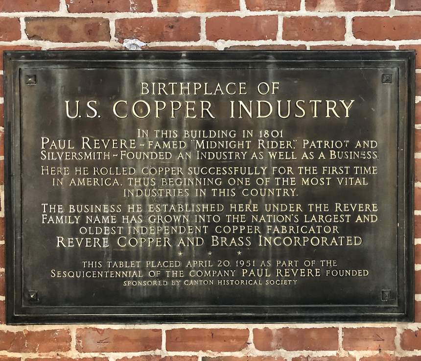 historic signage of revere copper mill