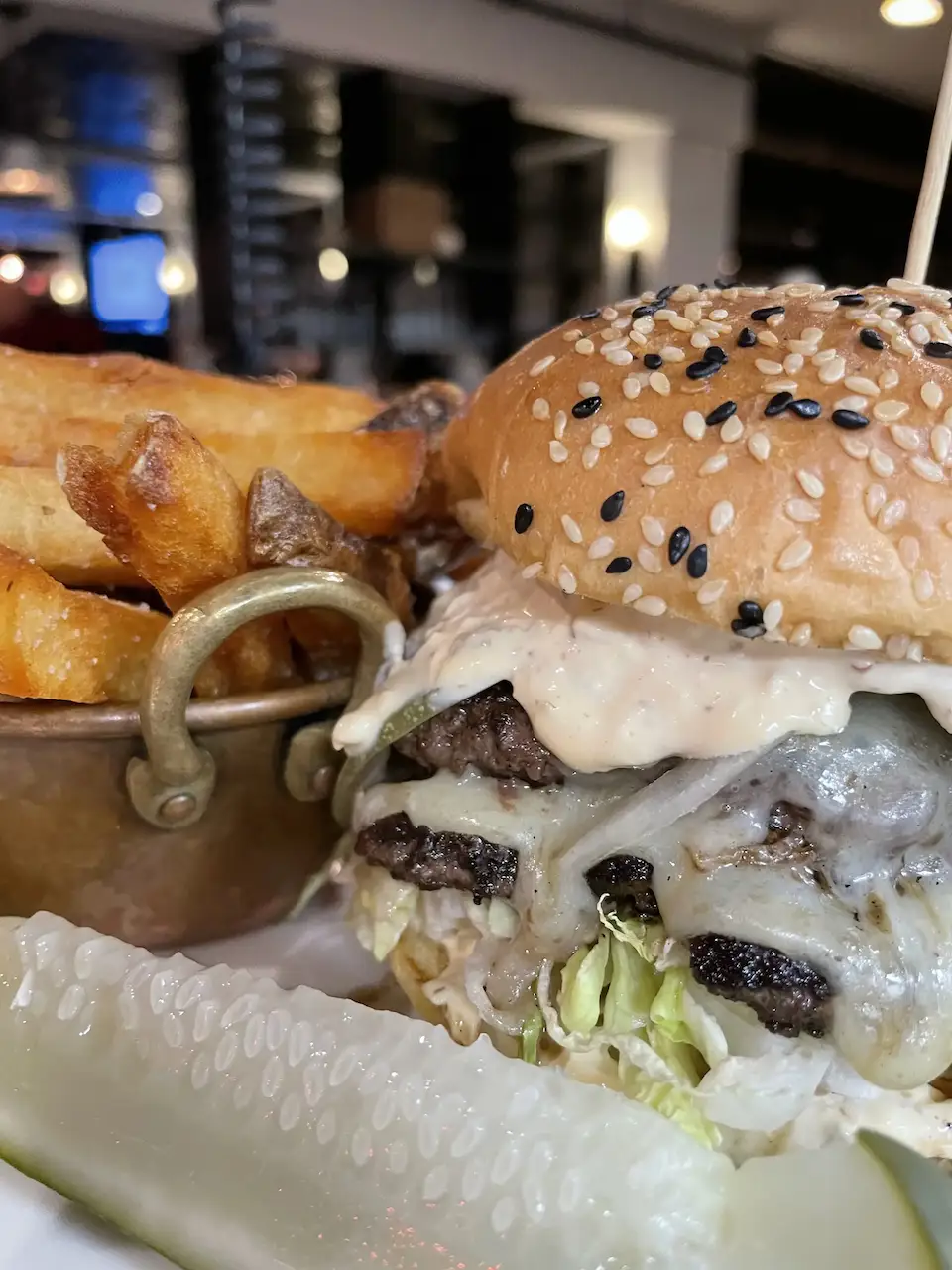 Double cheeseburger from Northern Spy restaurant.